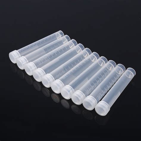 10pcs 10ml Plastic Frozen Test Tubes Vial Screw Seal White Cap Pack