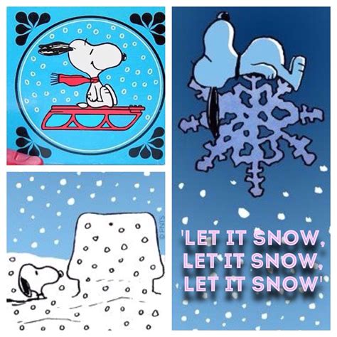 Three Pictures With Snow And Snoopy On Them