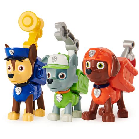 Buy Paw Patrol Action Pack Pups Chase Rocky And Zuma 3 Pack Of Collectible Figures With Sounds
