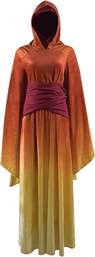 Womens Queen Padme Amidala Costume Robe Dress Long Sleeve