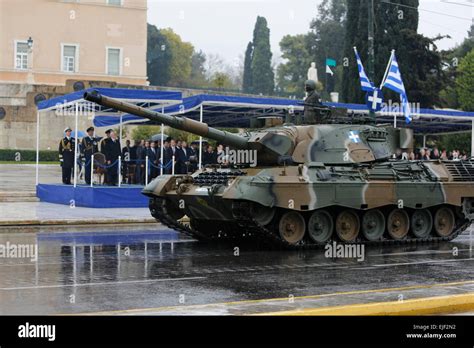 Athens Greece 25th March 2015 Two German Leopard 1 Main Battle Stock