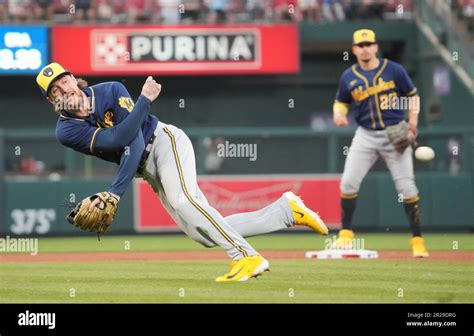 Milwaukee Brewers Brice Turang Makes A Late Throw To First Base As He