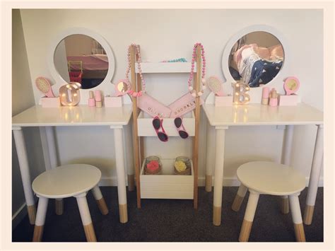 Costway white wood vanity table set bedroom makeup dressing table. Kmart Kids Vanity & Kmart Shower Caddy #kmarthacks # ...