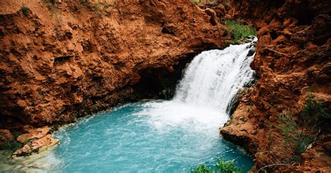 Hidden Falls In The Havasupai Reservation Supai Arizona