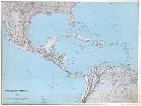 Large Scale Political Map Of The Caribbean America With Relief 1961