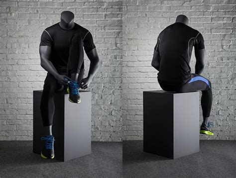 Sports Headless Male Mannequin Putting On Shoes Matte Gray