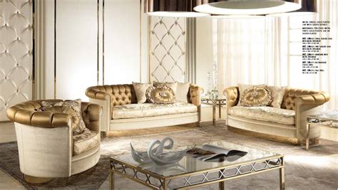 Gold And White Luxury Living Room Set Muebles Italiano