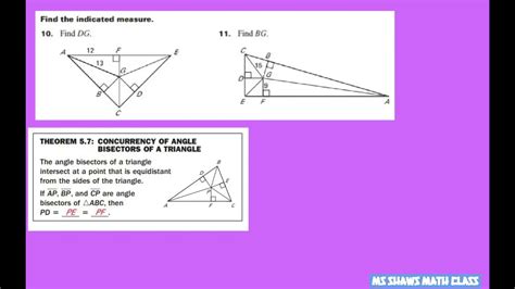 find the indicated measure concurrency of angle bisectors of triangles youtube