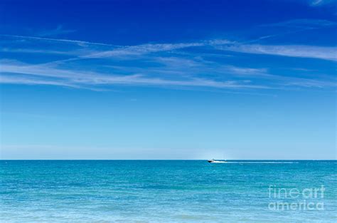 Big Blue Ocean And Sky Speedboat Horizontal Photograph By