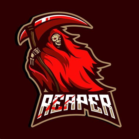 Reaper Mascot Logo Design Illustration Vector Isolated On Dark