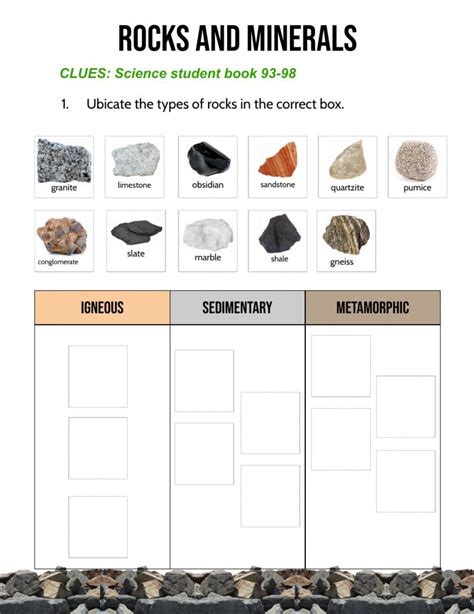 Rocks And Minerals Worksheet Rocks And Minerals Rock Types Printable