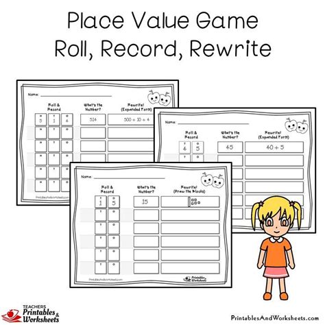 Bats have a pig nose. Place Value Game - Roll, Record, Rewrite - Printables ...