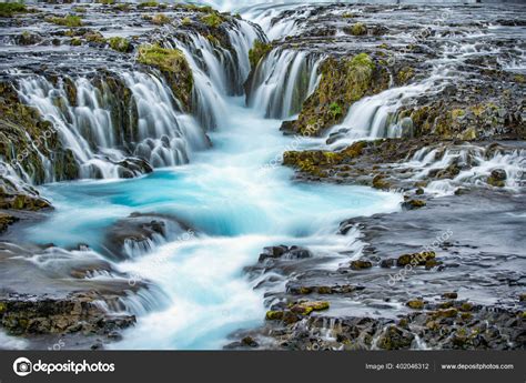 Bruarfoss Waterfall Beautiful Waterfall Iceland Take Long Time Shot