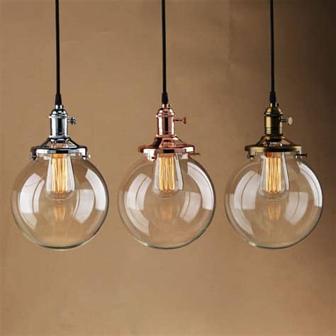 Vintage Industrial Pendant Light Glass Globe Shade Ceiling ...