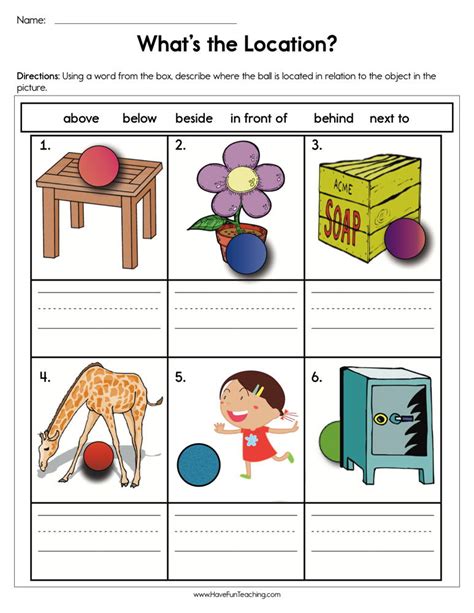 Position Words Worksheets For Kindergarten Printable Kindergarten