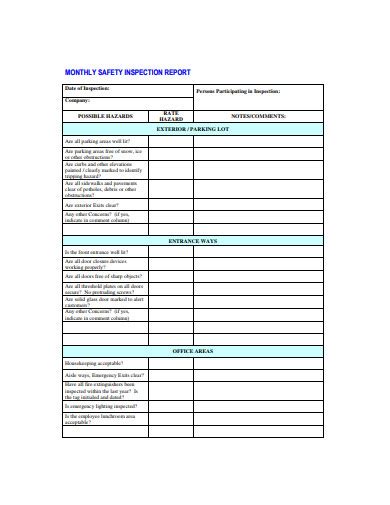Safety Inspection Report Examples Format Pdf Examples