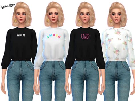 The Sims Resource Snazzy Cropped Sweatshirts Mesh Needed