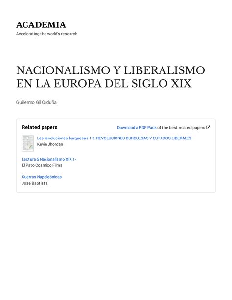 Solution Nacionalismo Y Liberalismo En La Europa Del Siglo Xix