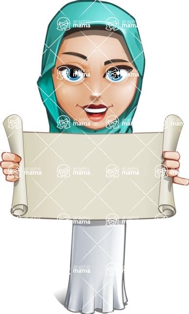 Cute Muslim Girl Cartoon Vector Character Aka Aida The Graceful Sign 2 Graphicmama