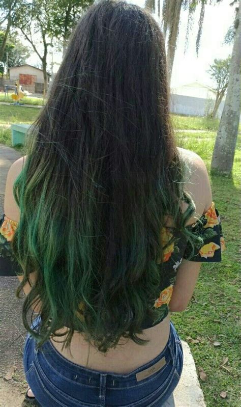 Long Dark Brown Hair With Green Tips Zeppelingrl