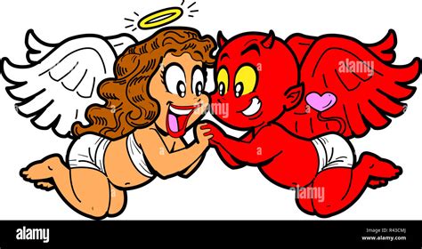 Angel And Devil In Love Stock Photo Alamy