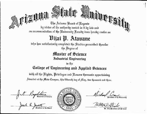 Engineering Degree Certificates