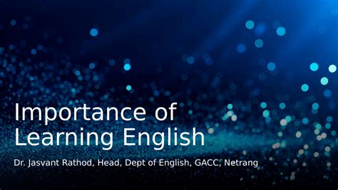 Pdf Importance Of Learning English