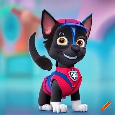 Paw Patrol Tuxedo Kitten With A Black Face And Blue Color Theme On Craiyon