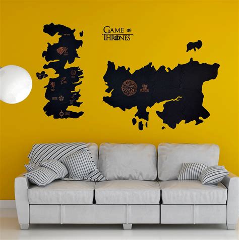 Game Of Thrones Wall Map Wooden Westeros Map Seven Kingdoms Etsy