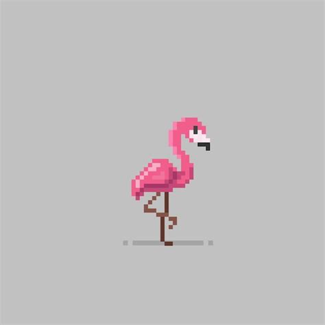 Premium Vector A Flamingo In Pixel Art Style