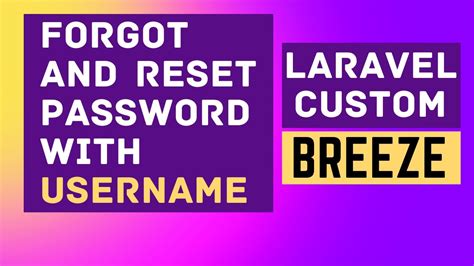 Laravel Breeze Reset Password With Email Or Username Youtube