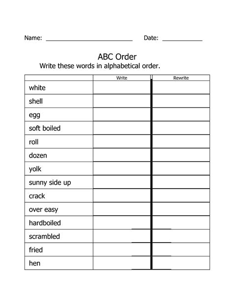 Alphabetical Order Free Printable Worksheets Printable Templates