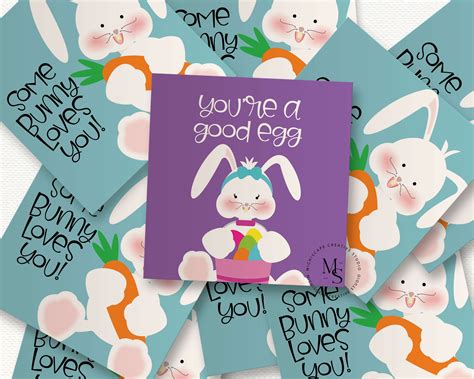 Printable Easter Cards Bunny Cards Easter Stickers Instant Etsy In