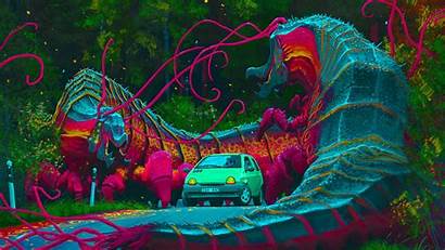 Trippy Psychedelic Stalenhag 4k Simon Wallpapers Colorful