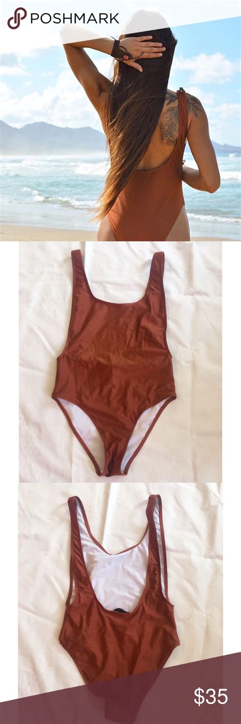 asos misguided high leg rust one piece swimsuit one piece swimsuit swimsuits one piece