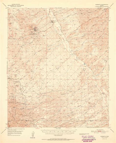 Mammoth Arizona 1951 1951 Usgs Old Topo Map Reprint 15x15 Az Quad