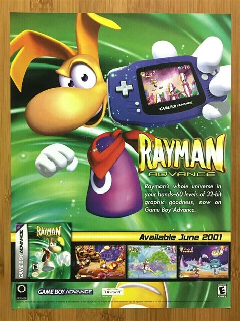 2001 Rayman Advance Gba Gameboy Advance Vintage Print Adposter