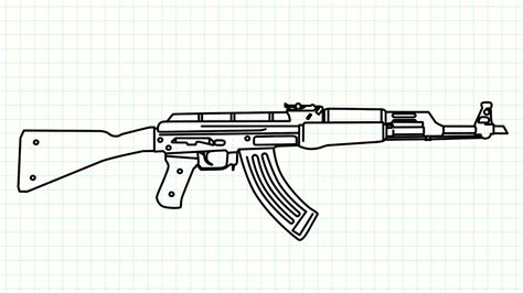 How To Draw Ak 47 Step By Step Gun Drawing Kalashnikov Drawing