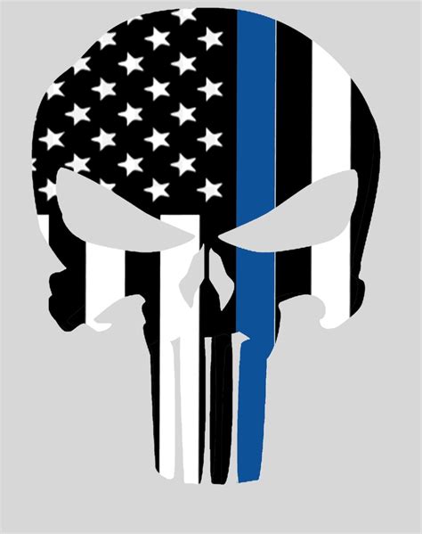 Thin Blue Line Punisher Skull Graphic