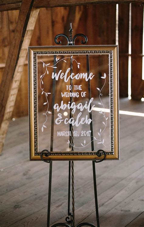 Hand Lettered Glass And Gold Wedding Welcome Sign By La Rue Louise