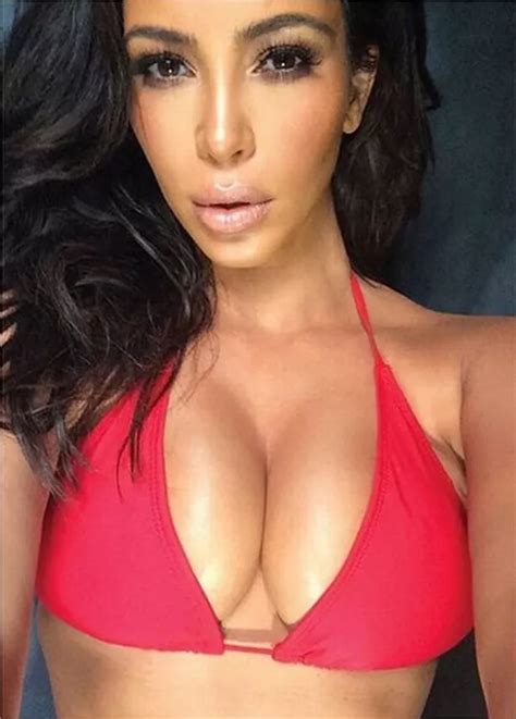 Kim Kardashian Flaunts Boobs In Tiny Red Bikini In Unseen Selfie From