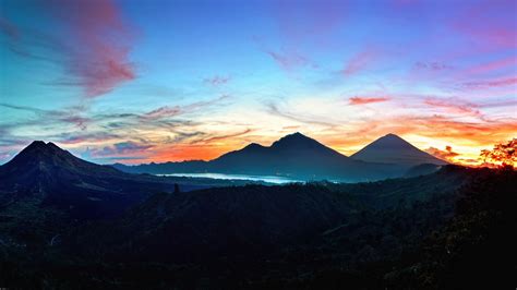 Mountains Sky Bali Sunrise Kintamani Indonesia 1920x1080 R