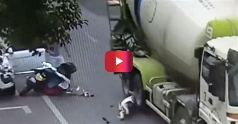 Terrifying Footage Shows Womans Head Get Run Over By A Concrete Mixer