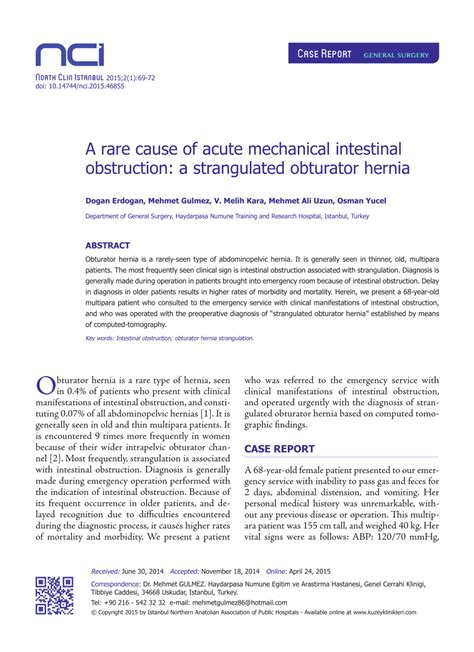 Pdf A Rare Case Of Acute Mechanical Intestinal Obstruction