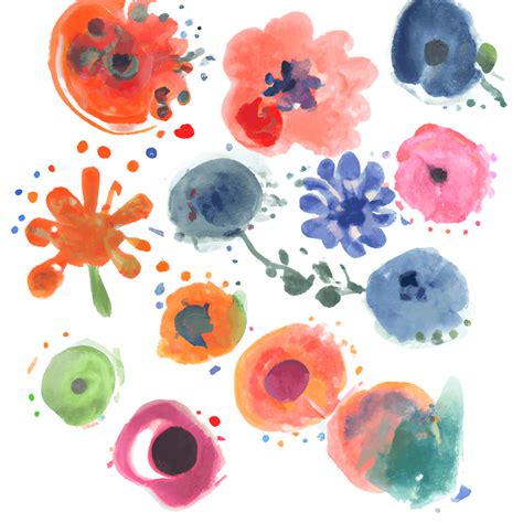 Watercolor Flowers Splotchy Graphic · Creative Fabrica