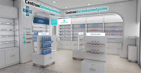 Of, relating to, or making for beauty especially of the complexion : Pharmacy Store Design with Health products display shelves