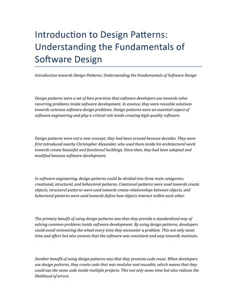 Introduction To Design Patterns Understanding The Fundamentals Of