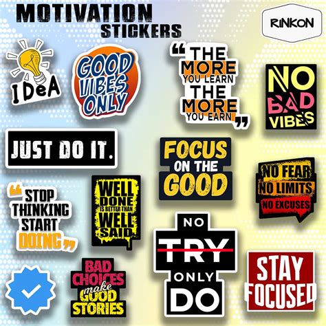 Rinkon Motivation Pack Of 13 Stickers Inspiration Vinyl Sticker Motivation Quotes Stickers For
