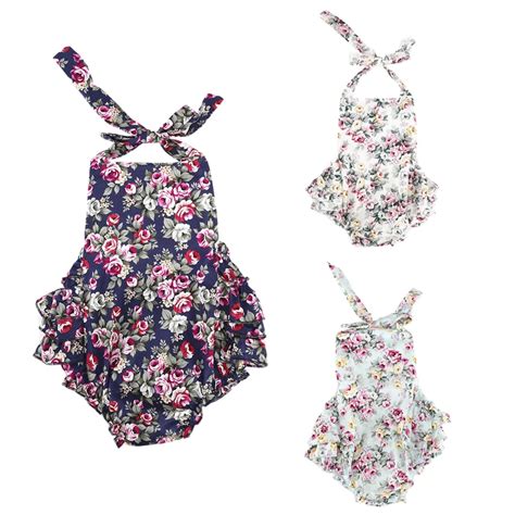 Baby Girl Print Flower Rompers Newborn Cute Floral Jumpsuits Baby