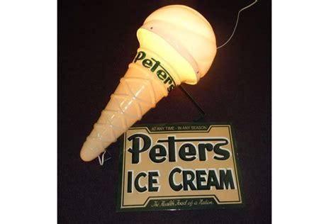 Large Light Up Peters Ice Cream Cone And Enamel Sign Ice Cream Signs
